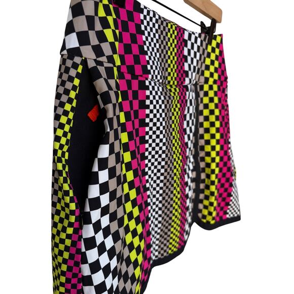 Kinona Sporty Neon Yellow and Pink Checkered Golf Skort with Deep Pockets size L - Picture 4 of 11